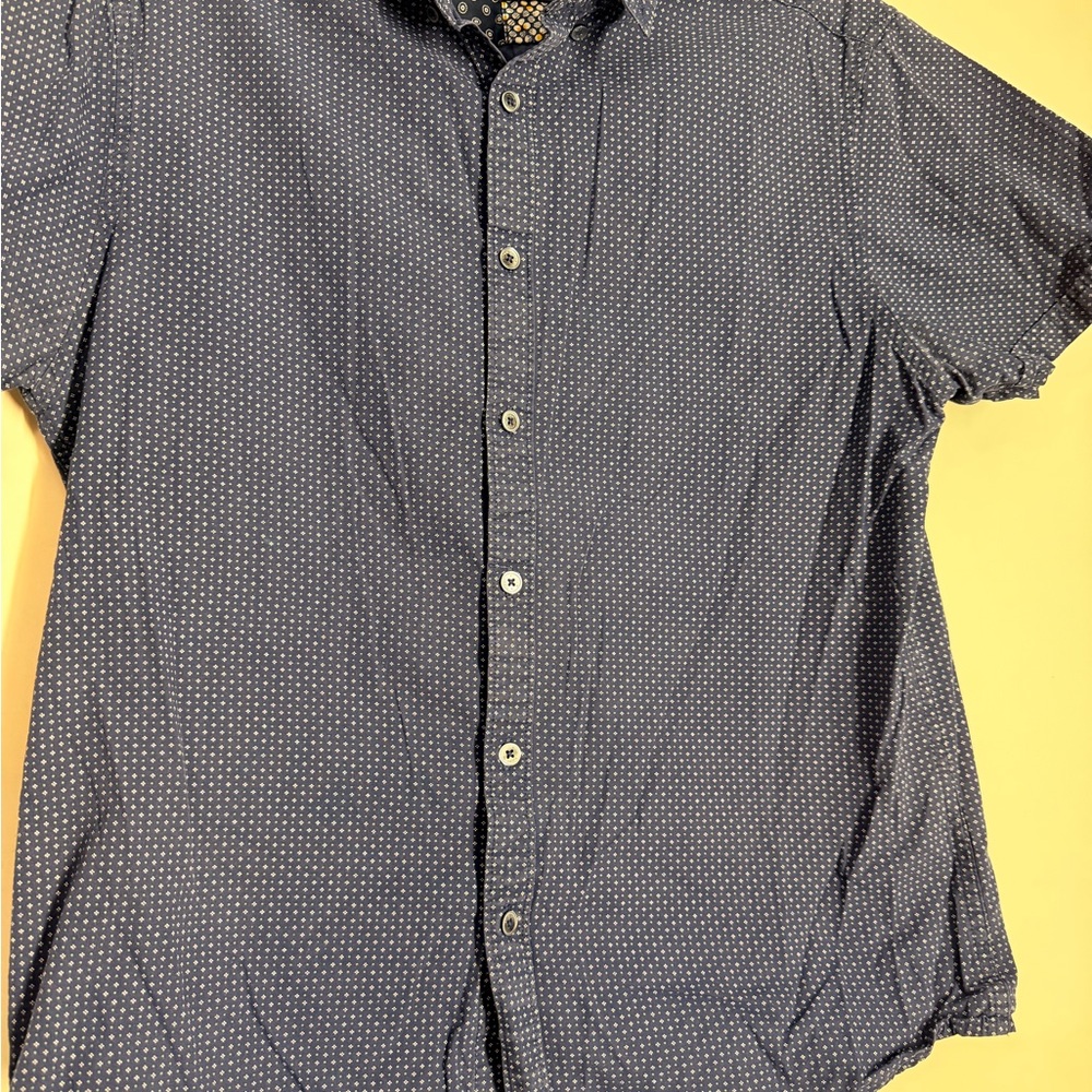 Denim & Flower Men's Navy Short-Sleeve Dot Print Button-Down Shirt